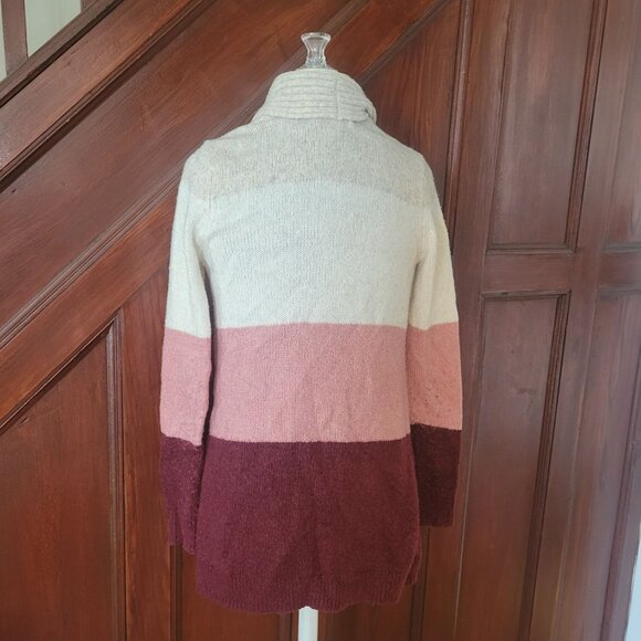 Sonoma Womens Color Block Cardigan Sweater PXS Open Front Two Pockets Soft Knit - Picture 2 of 3